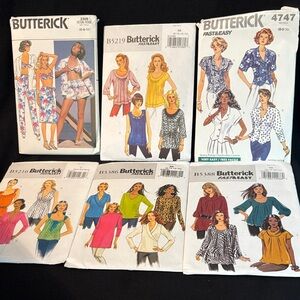 Butterick Vintage Sewing Pattern Lot - Tops & Tunics in Mixed Colors